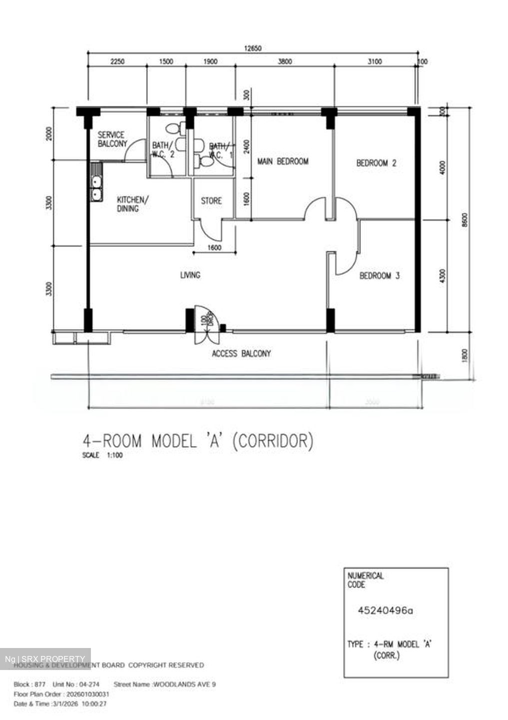Blk 877 Woodlands Avenue 9 (Woodlands), HDB 4 Rooms #594682981